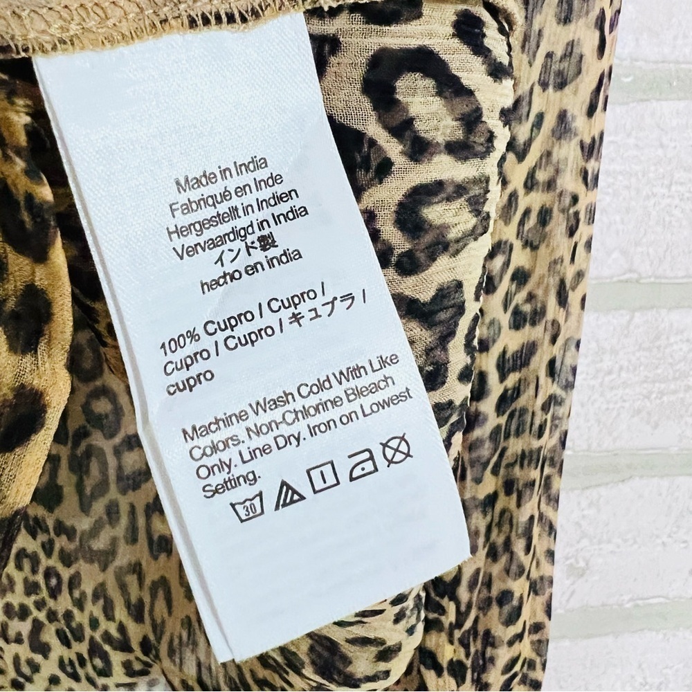 J. Crew Ruffle Button Down Leopard Print Crinkle Chiffon Blouse Size 0 - Picture 9 of 12